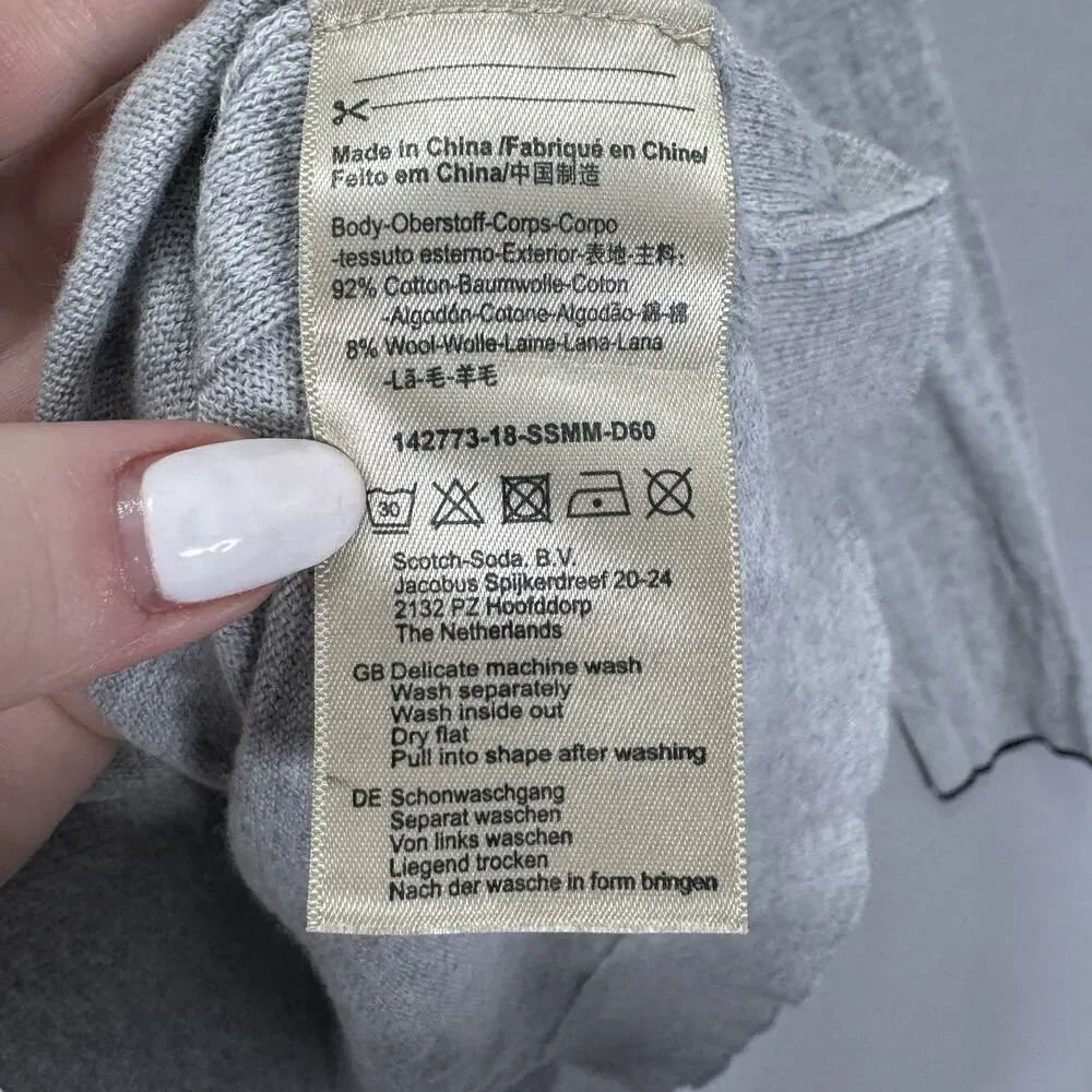 Scotch & Soda Full Zip Sweater Mens XL Gray Cotton Wool Knit Cardigan Minimalist